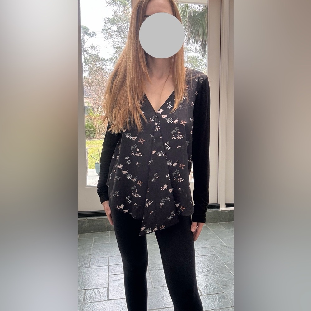 Black floral blouse with floral print